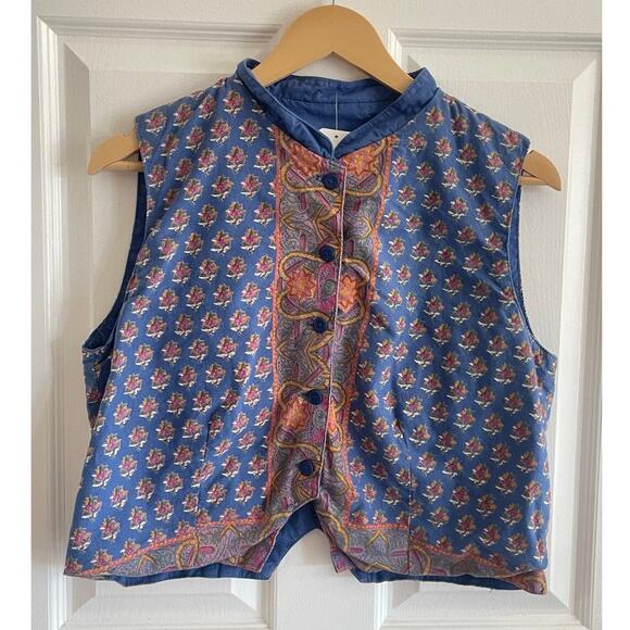 Other Jackets & Blazers - Handcrafted Quilted Cotton Vest Floral Artisan Print S/M